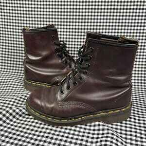 Dr Martens Purple Maroon Red Made in England Combat Boot UK Size 4 / US Wmns 6